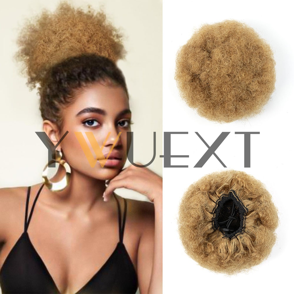 Drawstring Afro Curly Puff Ponytail - YWUEXT 허니 골드 아프로 킨키 퍼프