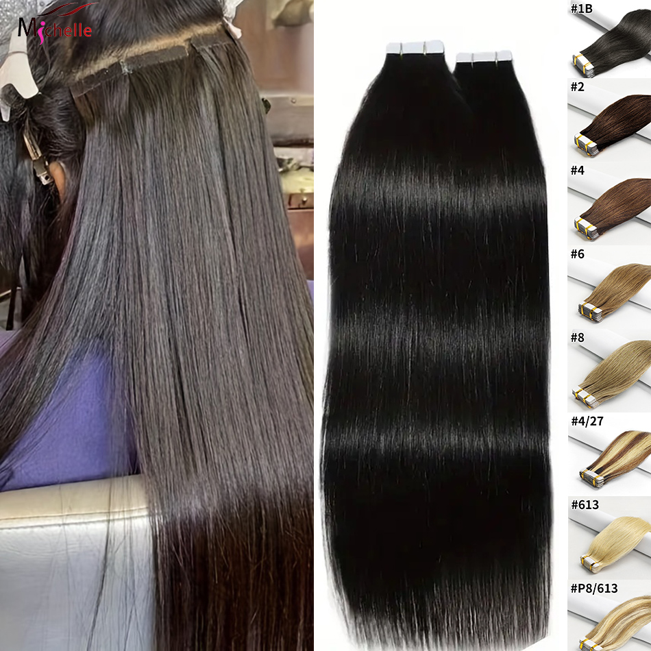 Invisible Tape In Extensions Real Hair - 테이프 인 헤어 익스텐션 스트레이트 인모