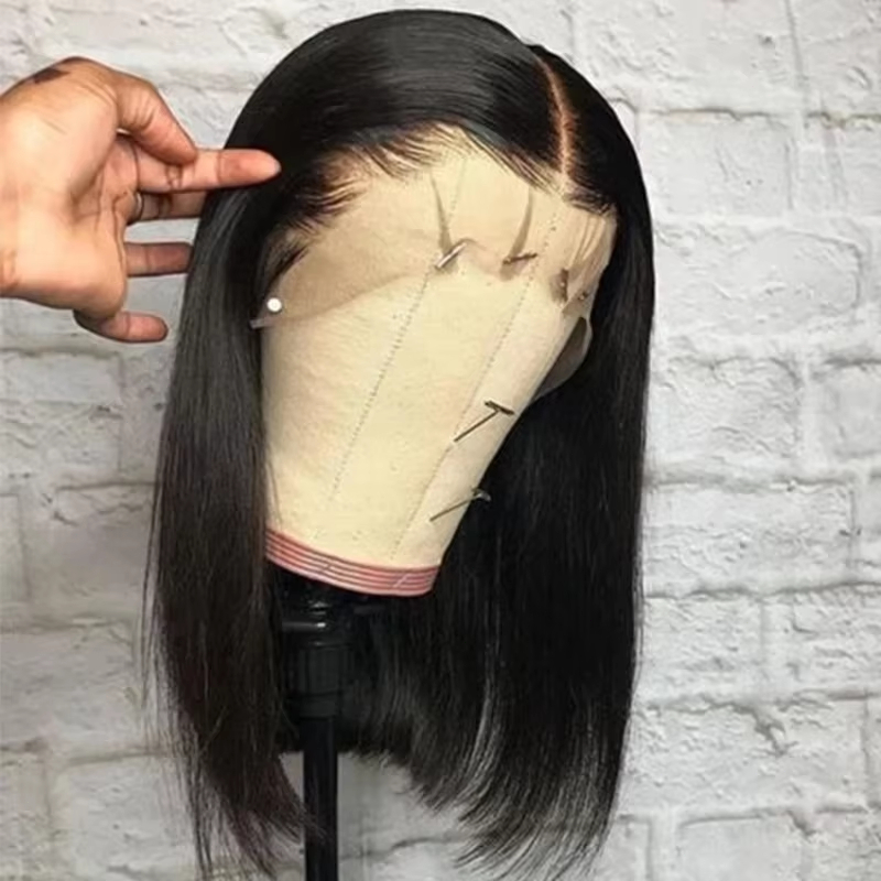 Pre Parted 13X4 Lace Front Bob Wig - 13x6 숏밥 스트레이트 브라질리언 헤어 200%