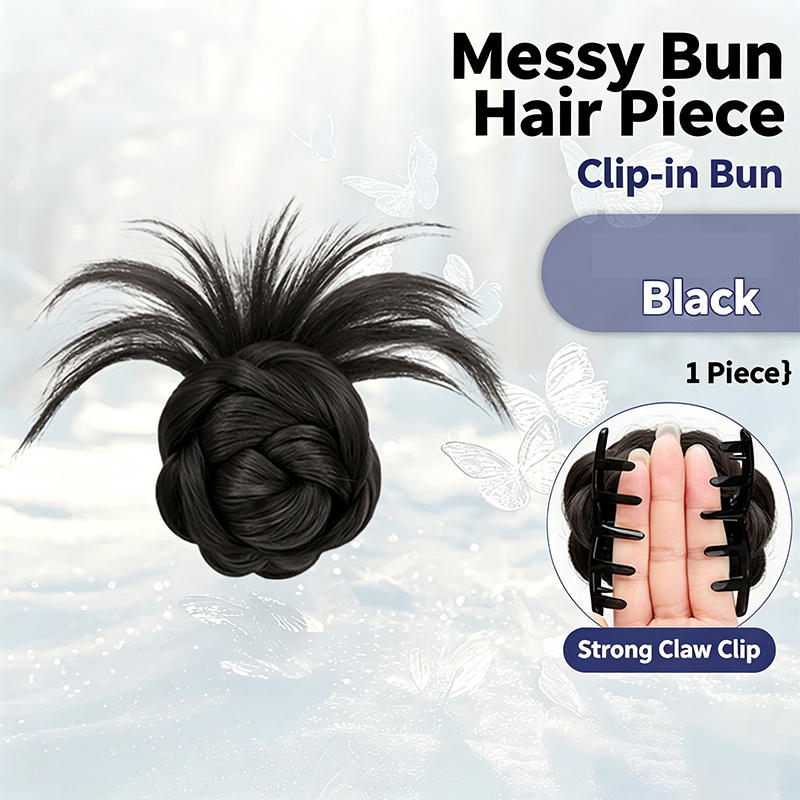 Claw Clip Messy Bun Hair Piece - 푹신하고 흔들리는 스파이키 메시 번 헤어피스,