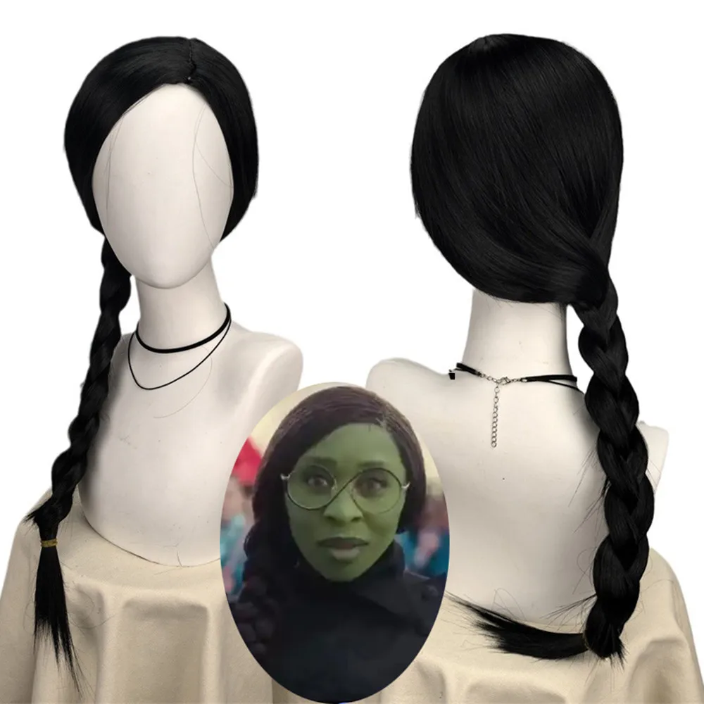 Synthetic Braided Wigs For Black Women - Wicked Elphaba 가발 여성용 긴 머리