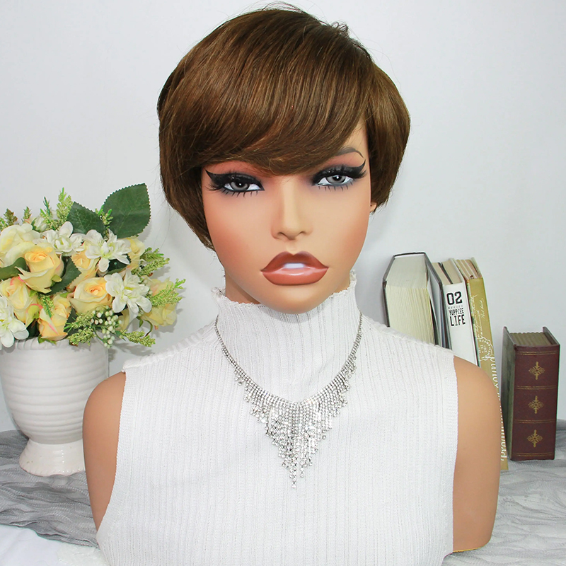 Short Pixie Cut Wig Human Hair Cheap - 초콜릿 브라운 픽시컷 가발 인모 염색