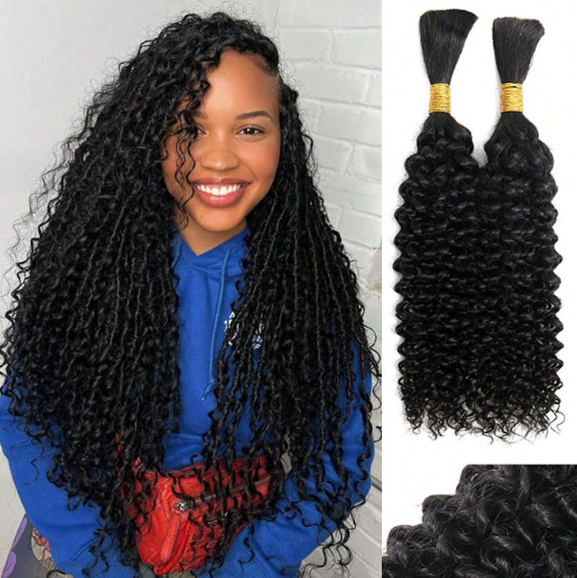 Water Wave Bulk Human Hair For Braiding - 웨프트 없는 인모 브레이딩 헤어 벌크,
