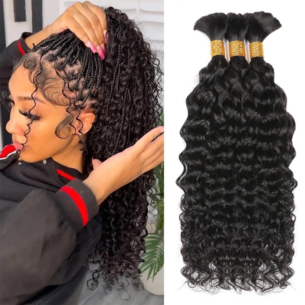 워터 웨이브 생인모 브레이딩 헤어, 미가공 생인모 브레 - Water Wave Bulk Human Hair For Braiding 리뷰 및 가격