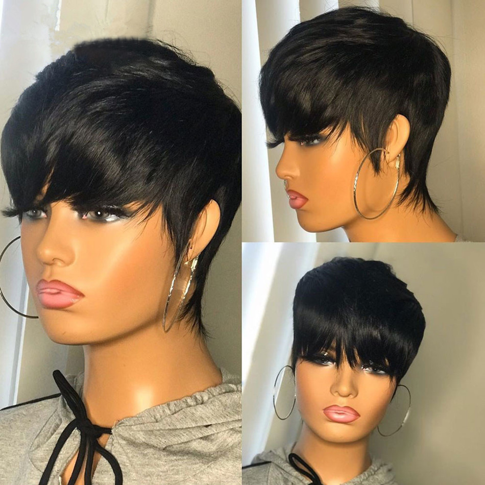 짧은 길이의 천연 모발 가발, 픽시 스타일, 스트레이트 - Short Pixie Cut Wig Human Hair Cheap 리뷰 및 가격