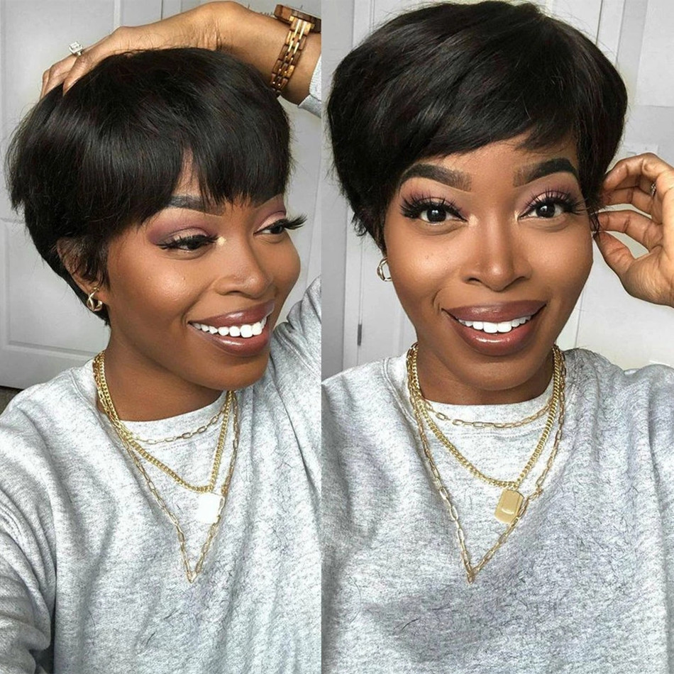 짧은 길이의 천연 모발 가발, 픽시 스타일, 스트레이트 - Short Pixie Cut Wig Human Hair Cheap 리뷰 및 가격