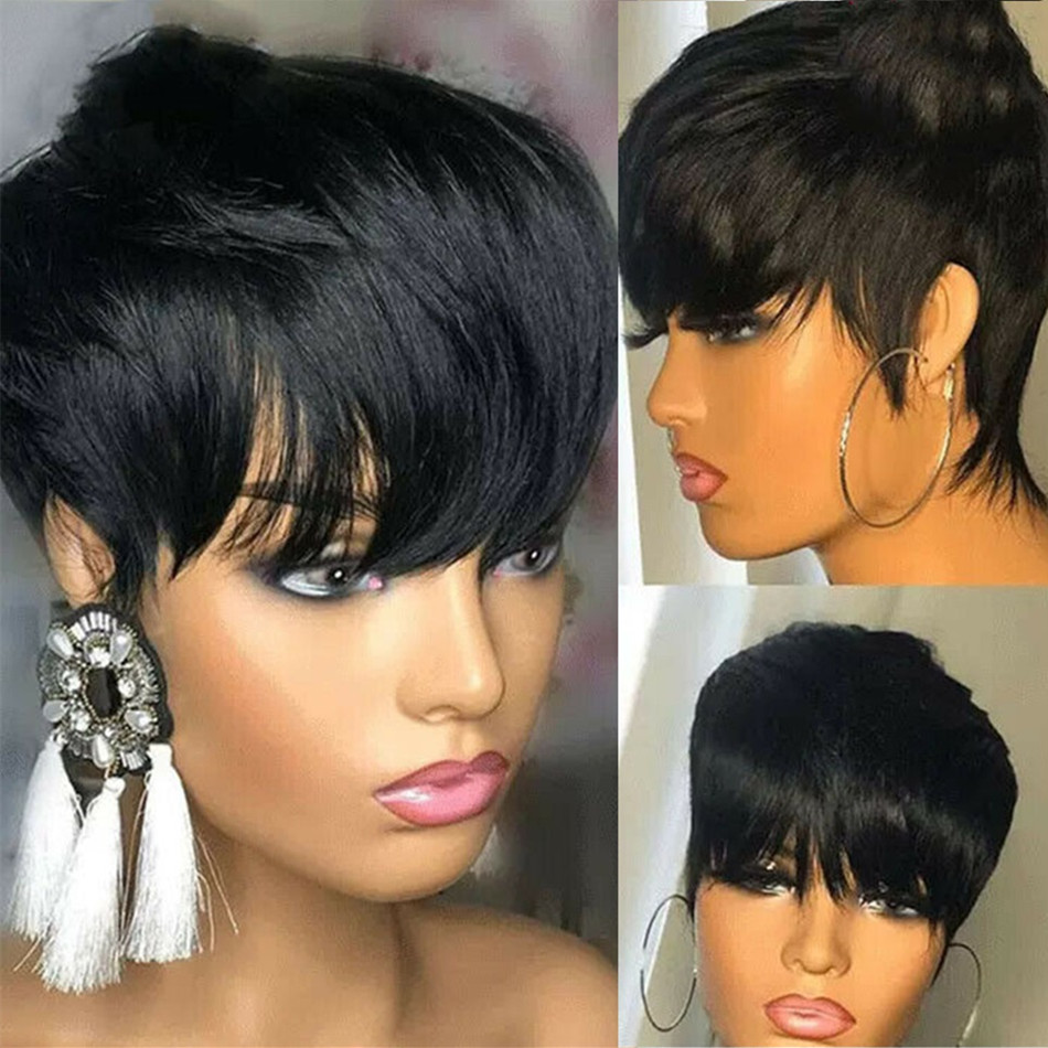 짧은 길이의 천연 모발 가발, 픽시 스타일, 스트레이트 - Short Pixie Cut Wig Human Hair Cheap 리뷰 및 가격