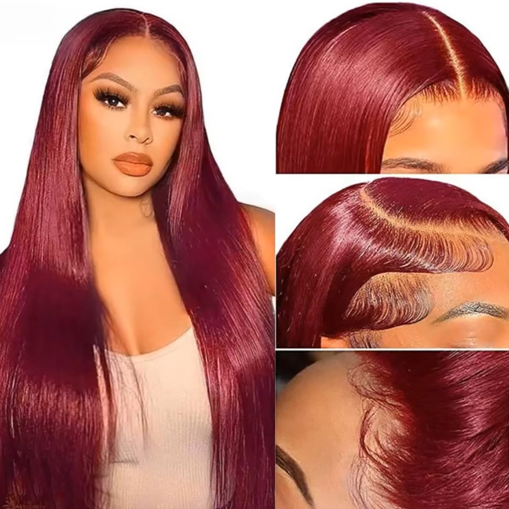 99J 버건디 실키 스트레이트 인모 레이스 프론트 가발 - Lace Front Wigs 리뷰 및 가격