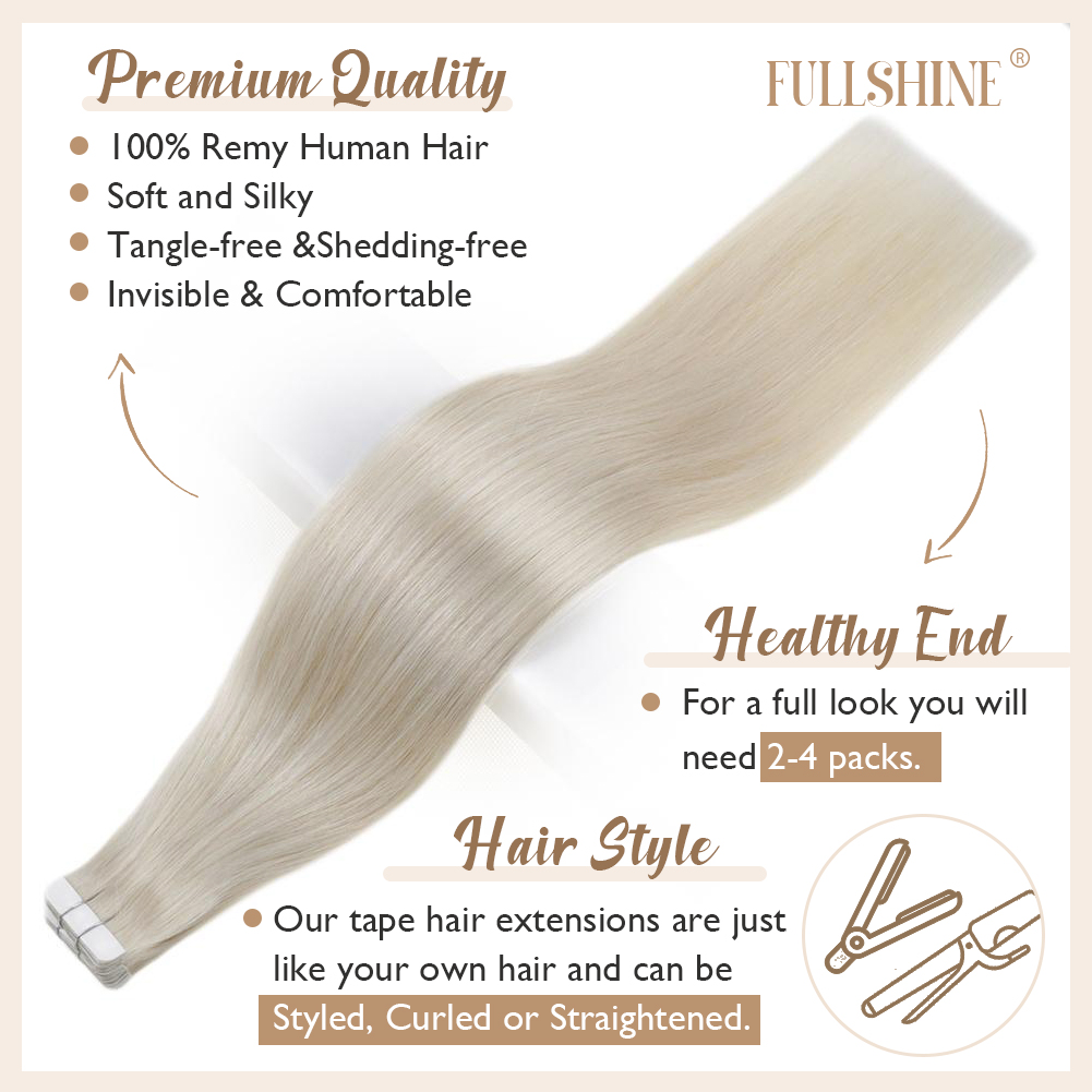 헤어 익스텐션의 풀 샤인 테이프 레미 인간의 머리카락  - Invisible Tape In Extensions Real Hair 리뷰 및 가격