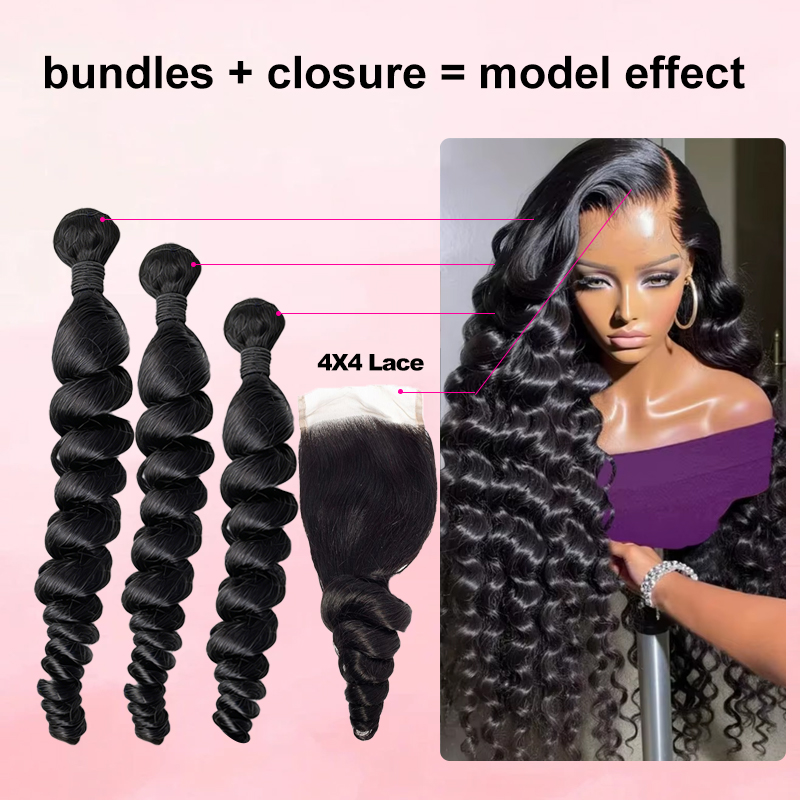 30-40인치 루즈 웨이브 번들, 4x4 레이스 클로저 - Deep Wave 3 Bundles With Closure 리뷰 및 가격