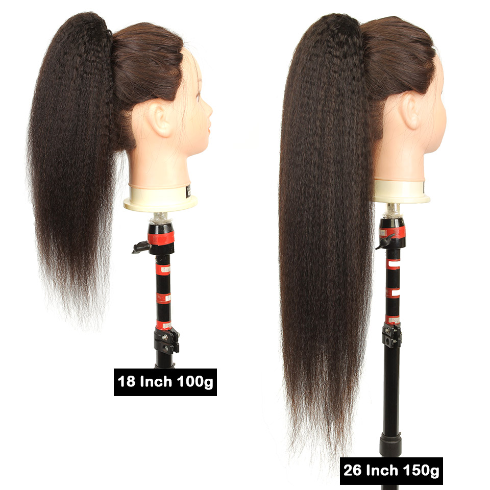 Yvonne 킨키 스트레이트 드로스트링 포니테일 인모  - Seamless Clip In Hair Extensions Human Hair 리뷰 및 가격