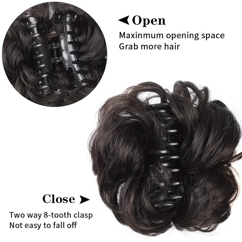 합성 메시 번 숏 컬리 클로 클립 우아한 시뇽 스크런치 - Claw Clip Messy Bun Hair Piece 리뷰 및 가격