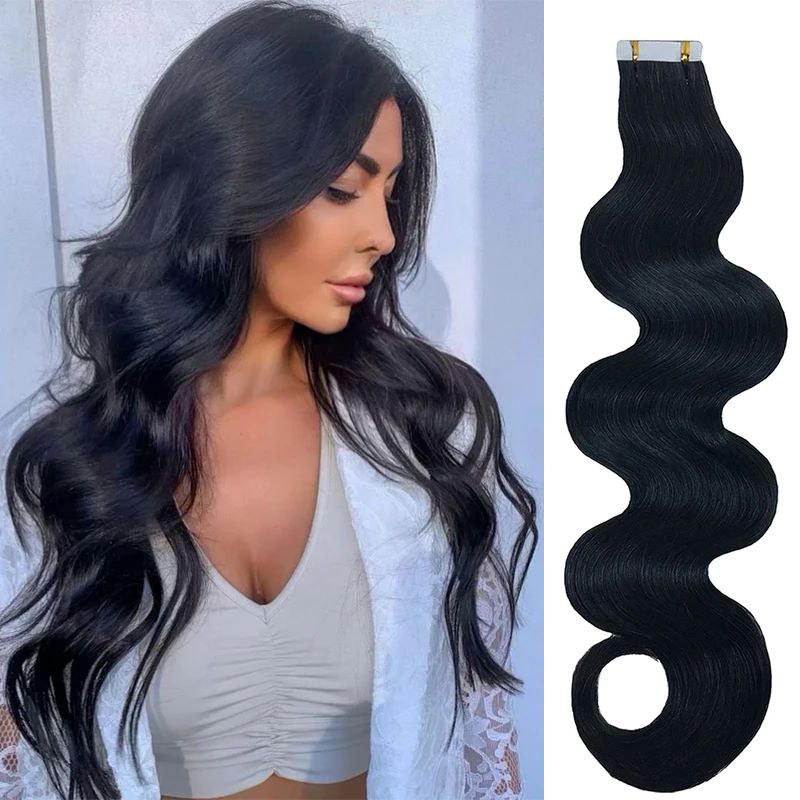 인간의 머리카락 확장에 긴 바디 웨이브 테이프 브라질  - Invisible Tape In Extensions Real Hair 리뷰 및 가격