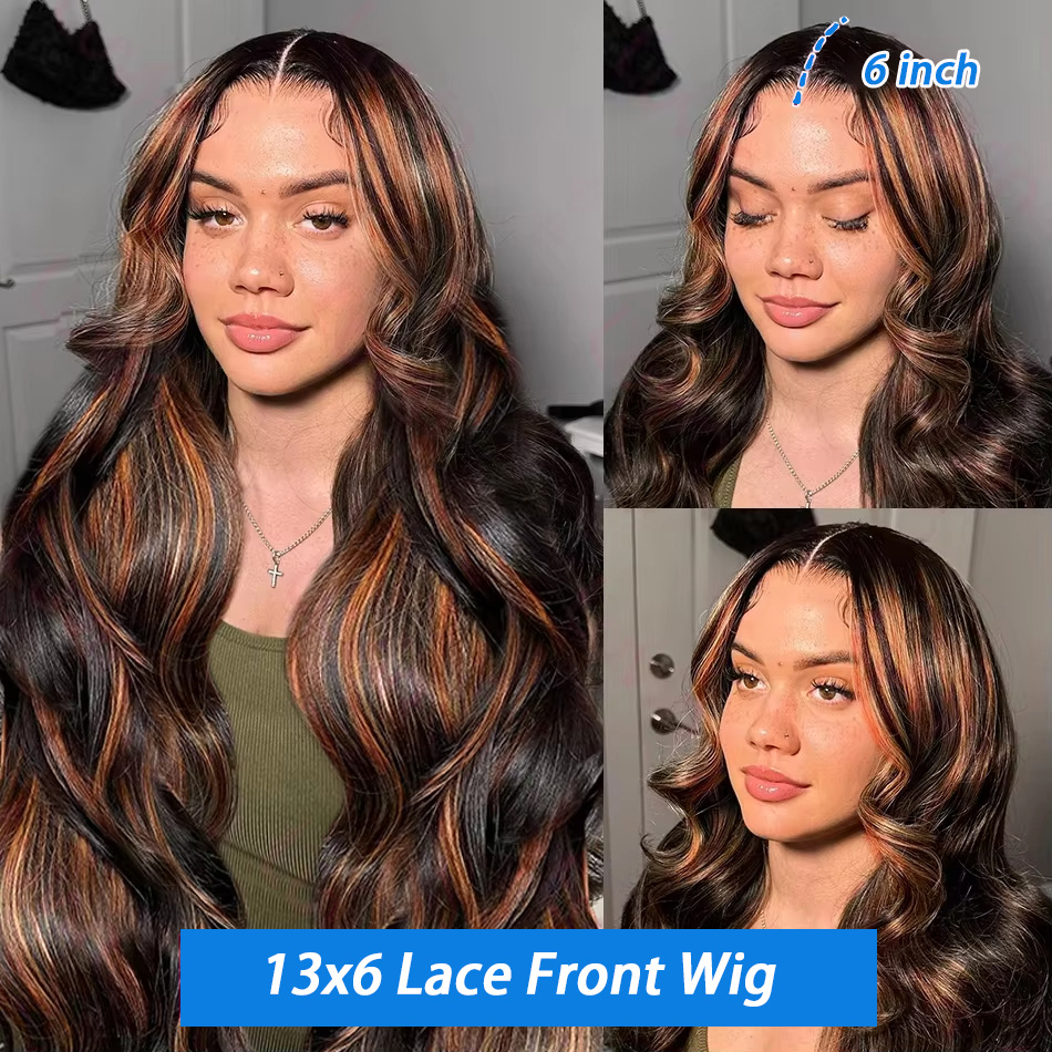 하이라이트 옴브레 13x4 레이스 프론트 가발 인모 바 - Lace Front Wigs 리뷰 및 가격