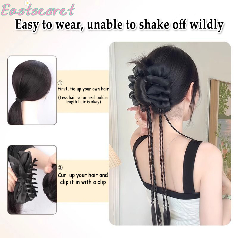 검은색 리본 반묶음 헤어 클립, 깃털 장식, 헤어 익스 - Claw Clip Messy Bun Hair Piece 리뷰 및 가격