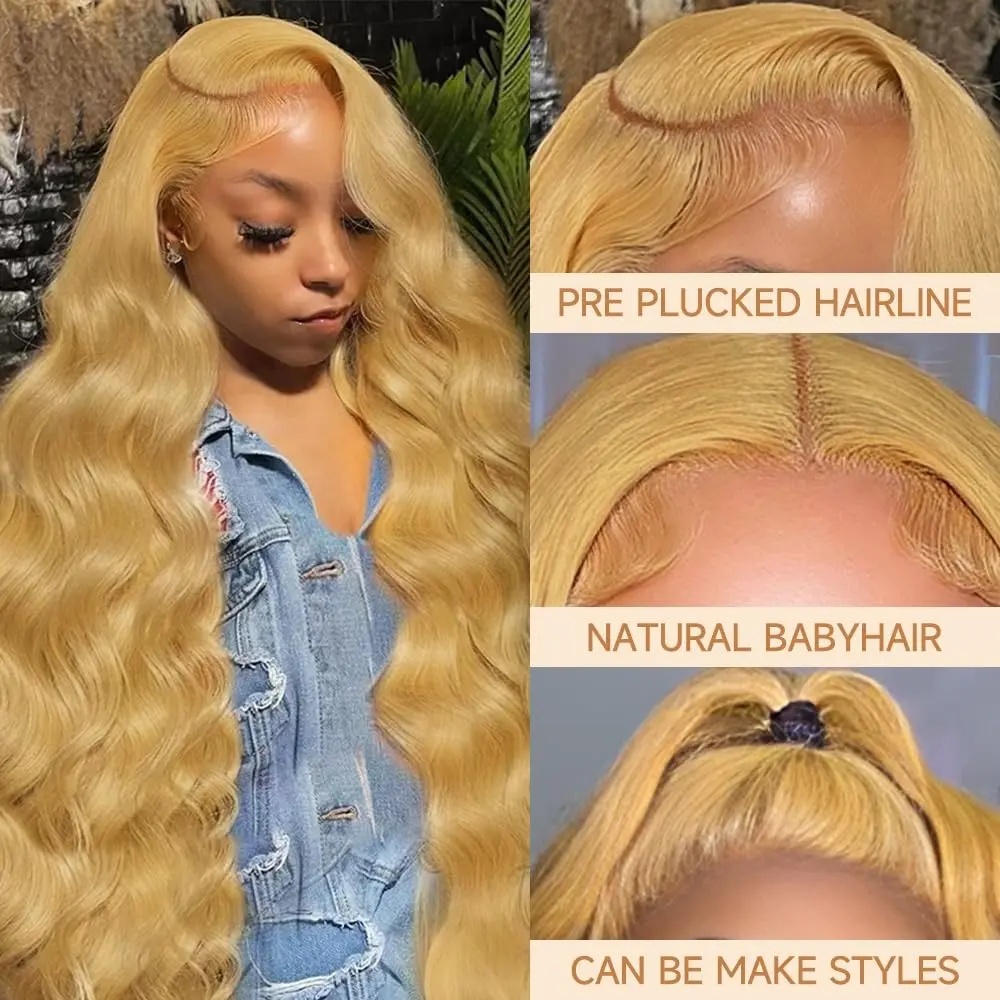 허니 블론드 색상의 바디 웨이브 스타일 가발, 13x6 - Hd Lace Frontal Wig Human Hair Pre Plucked 리뷰 및 가격