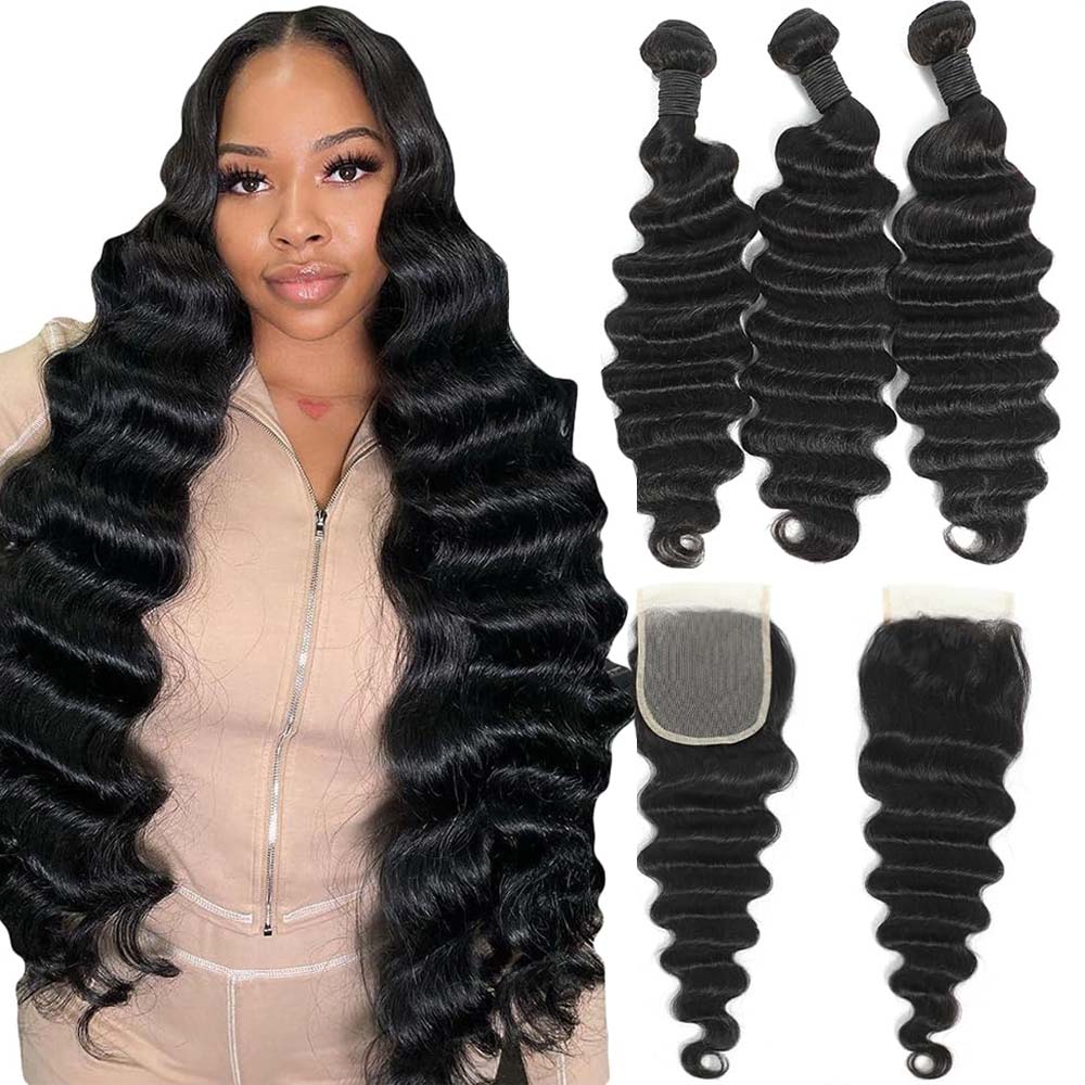 생머리 딥 웨이브 인모 번들, 인비저블 멜트 스킨 4x - Deep Wave 3 Bundles With Closure 리뷰 및 가격