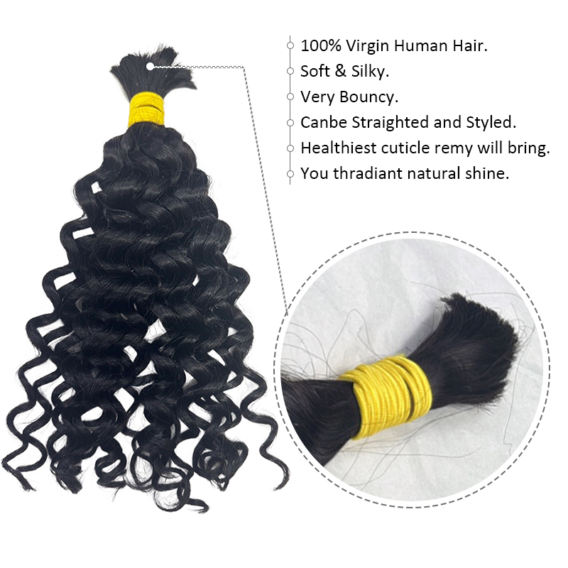 물결 웨이브 벌크 인모 브레이딩용 곱슬머리 노 웨프트  - Water Wave Bulk Human Hair For Braiding 리뷰 및 가격