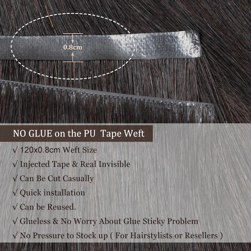 보이지 않는 긴 테이프 PU 씨실 인간의 머리카락 묶음 - Invisible Tape In Extensions Real Hair 리뷰 및 가격