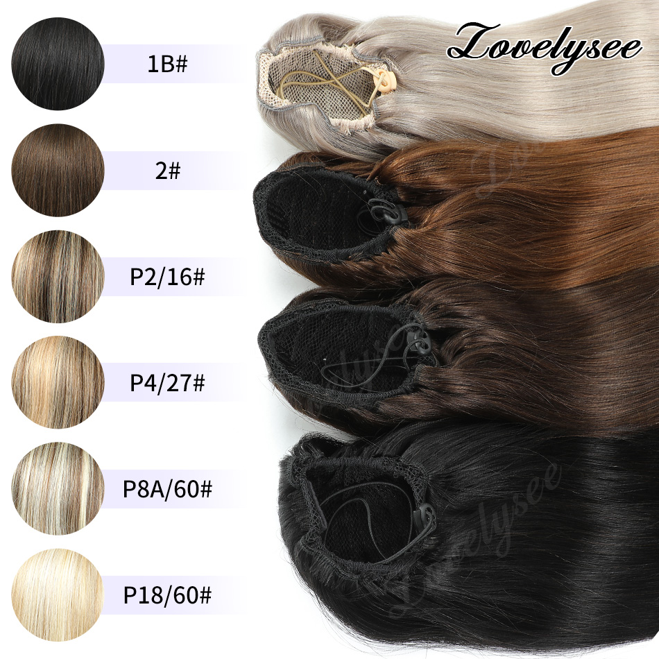 14-18인치 짧은 드로스트링 포니테일 100% 인모  - Seamless Clip In Hair Extensions Human Hair 리뷰 및 가격