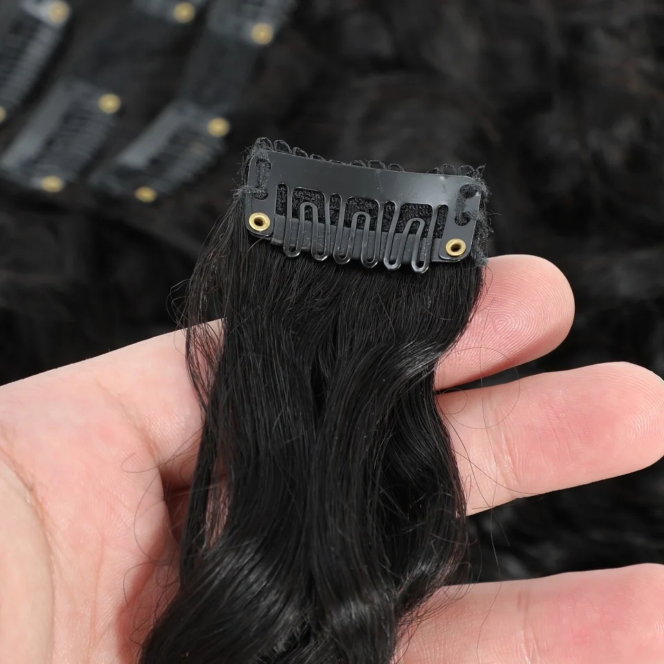 물결 모양 클립인 헤어 익스텐션, 천연 블랙 1B, 이 - Seamless Clip In Hair Extensions Human Hair 리뷰 및 가격