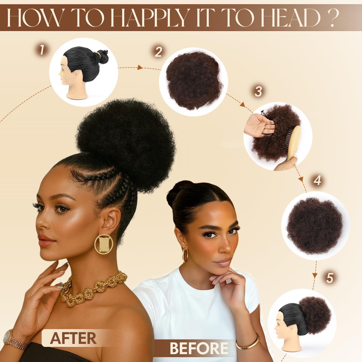 아프로 퍼프 합성 드로스트링 포니테일 곱슬머리 번피스  - Drawstring Afro Curly Puff Ponytail 리뷰 및 가격