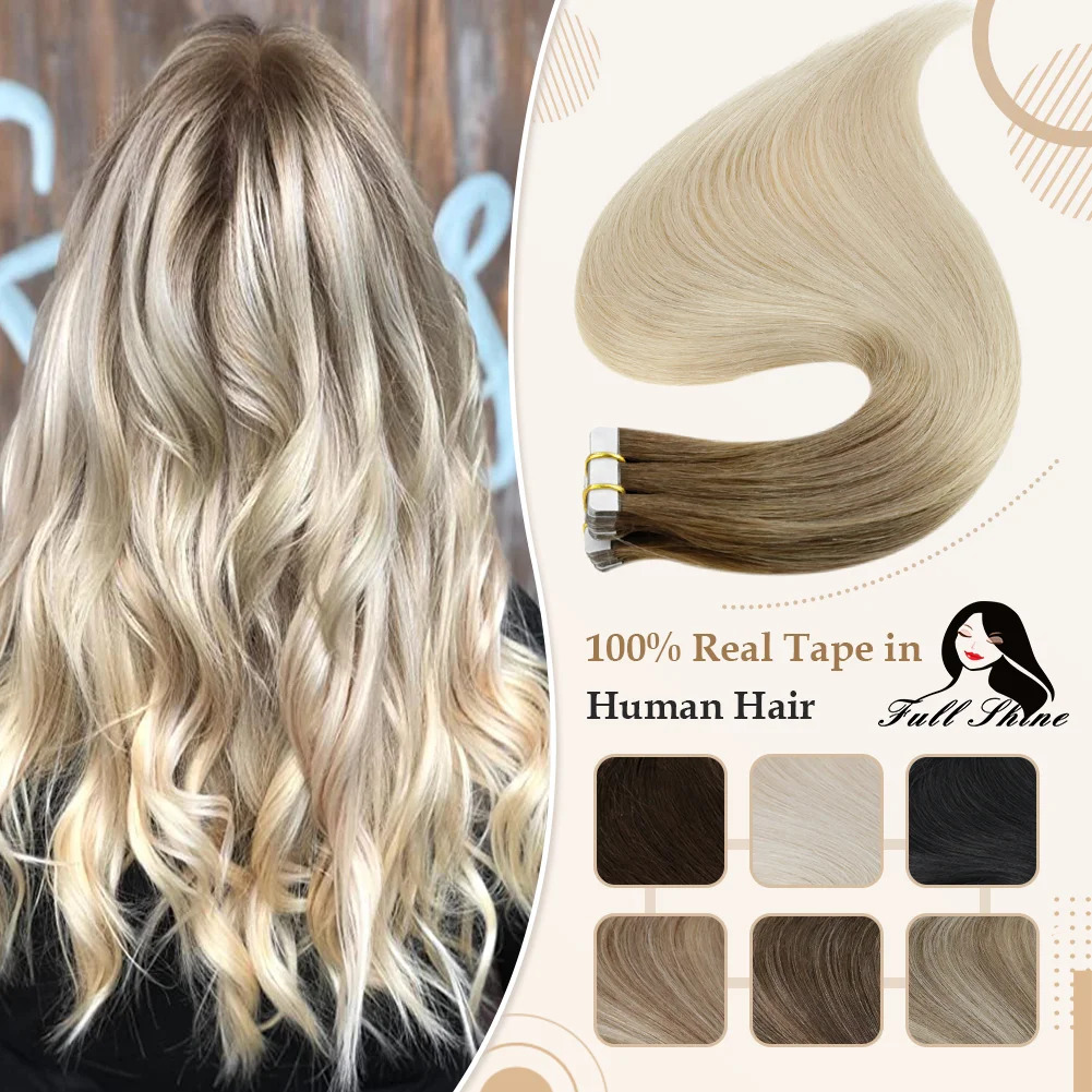헤어 익스텐션의 풀 샤인 옴버 테이프 인간의 머리카락  - Invisible Tape In Extensions Real Hair 리뷰 및 가격