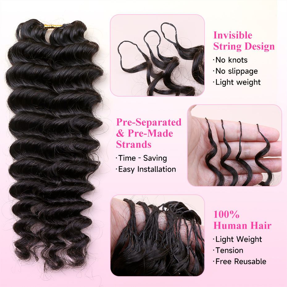 내추럴 딥 웨이브 페더 크로셰 100% 인모, 보이지  - Hair Bundles 리뷰 및 가격
