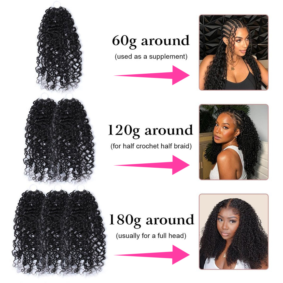 내추럴 딥 웨이브 페더 크로셰 100% 인모, 보이지  - Hair Bundles 리뷰 및 가격