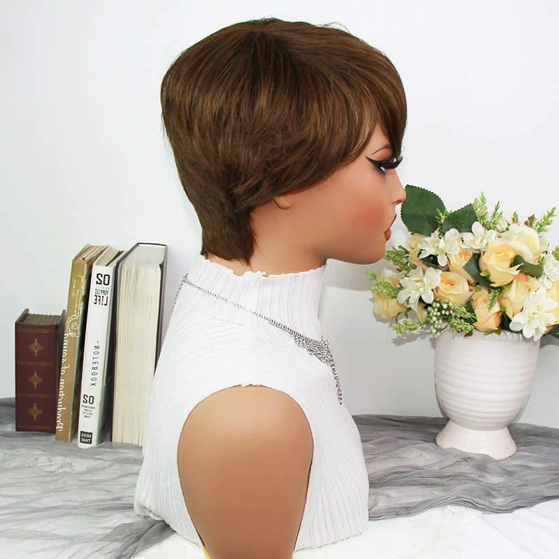 초콜릿 브라운 픽시컷 가발 인모 염색 브라질 레미 헤어 - Short Pixie Cut Wig Human Hair Cheap 리뷰 및 가격
