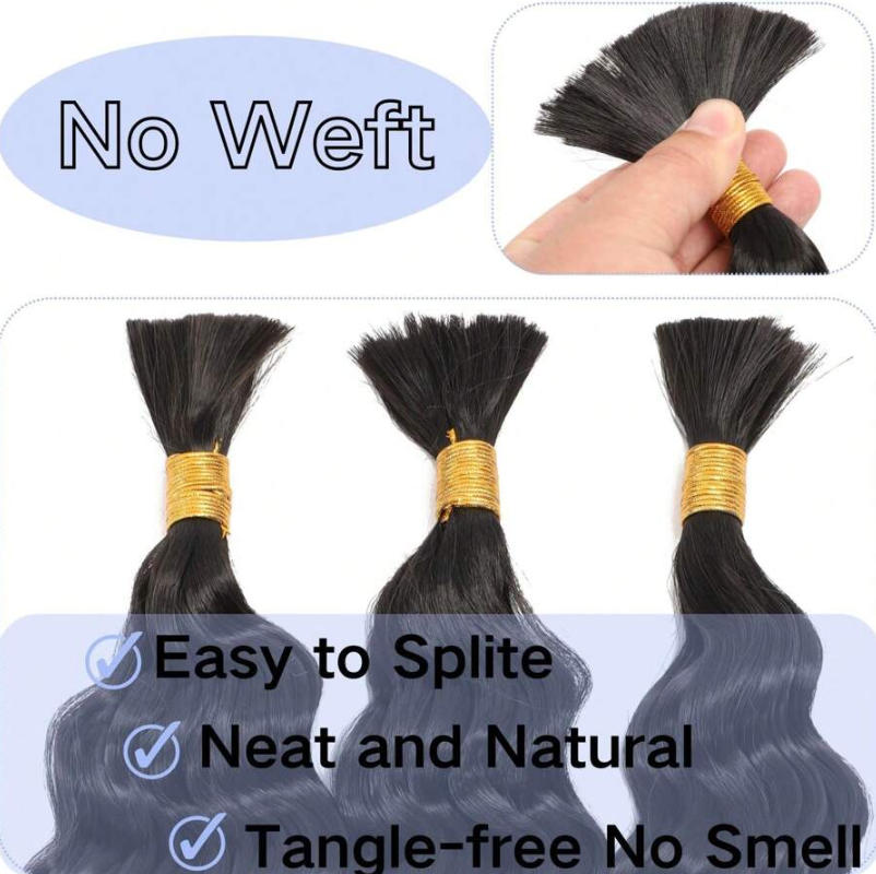 웨프트 없는 인모 브레이딩 헤어 벌크, 딥 웨이브, 워 - Water Wave Bulk Human Hair For Braiding 리뷰 및 가격
