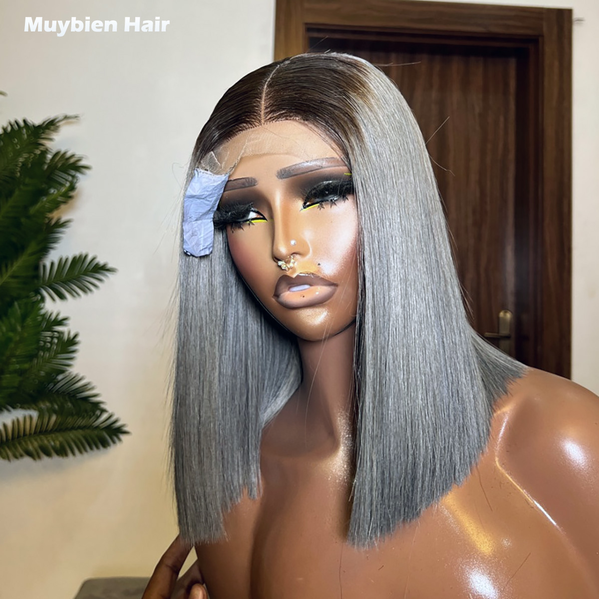 슈퍼 더블 드로운 본 스트레이트 그레이, 다크 4x4  - Glueless Wear And Go Human Hair Wig 리뷰 및 가격