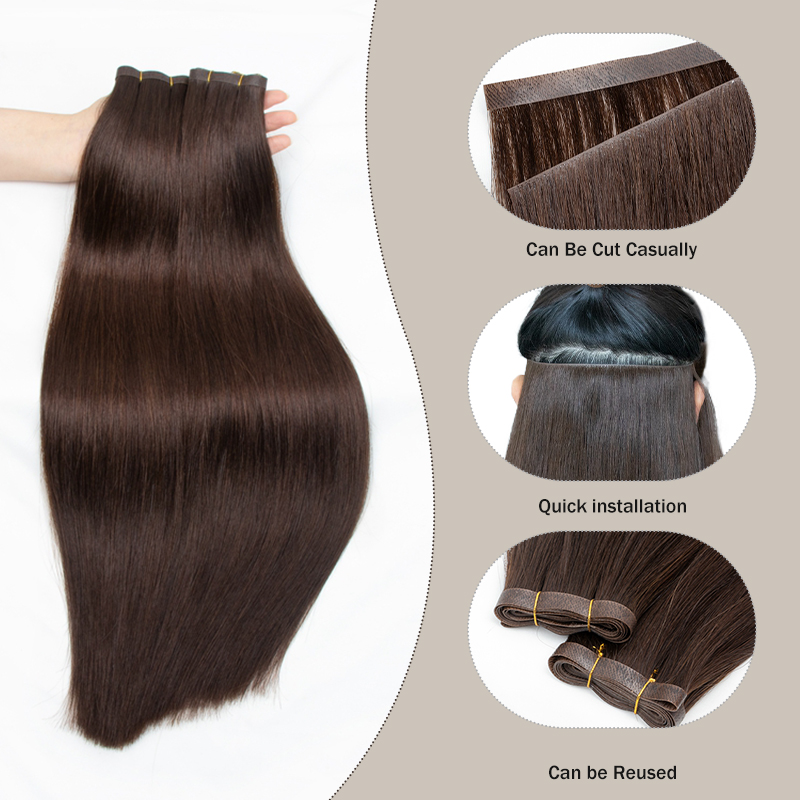 보이지 않는 롱 테이프 PU 웨프트 인모 번들, 천연  - Invisible Tape In Extensions Real Hair 리뷰 및 가격